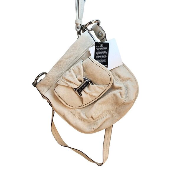 Cream B. Makowsky Womens Leather Crossbody Bag With Leopard Lining & Front and B - Picture 3 of 12